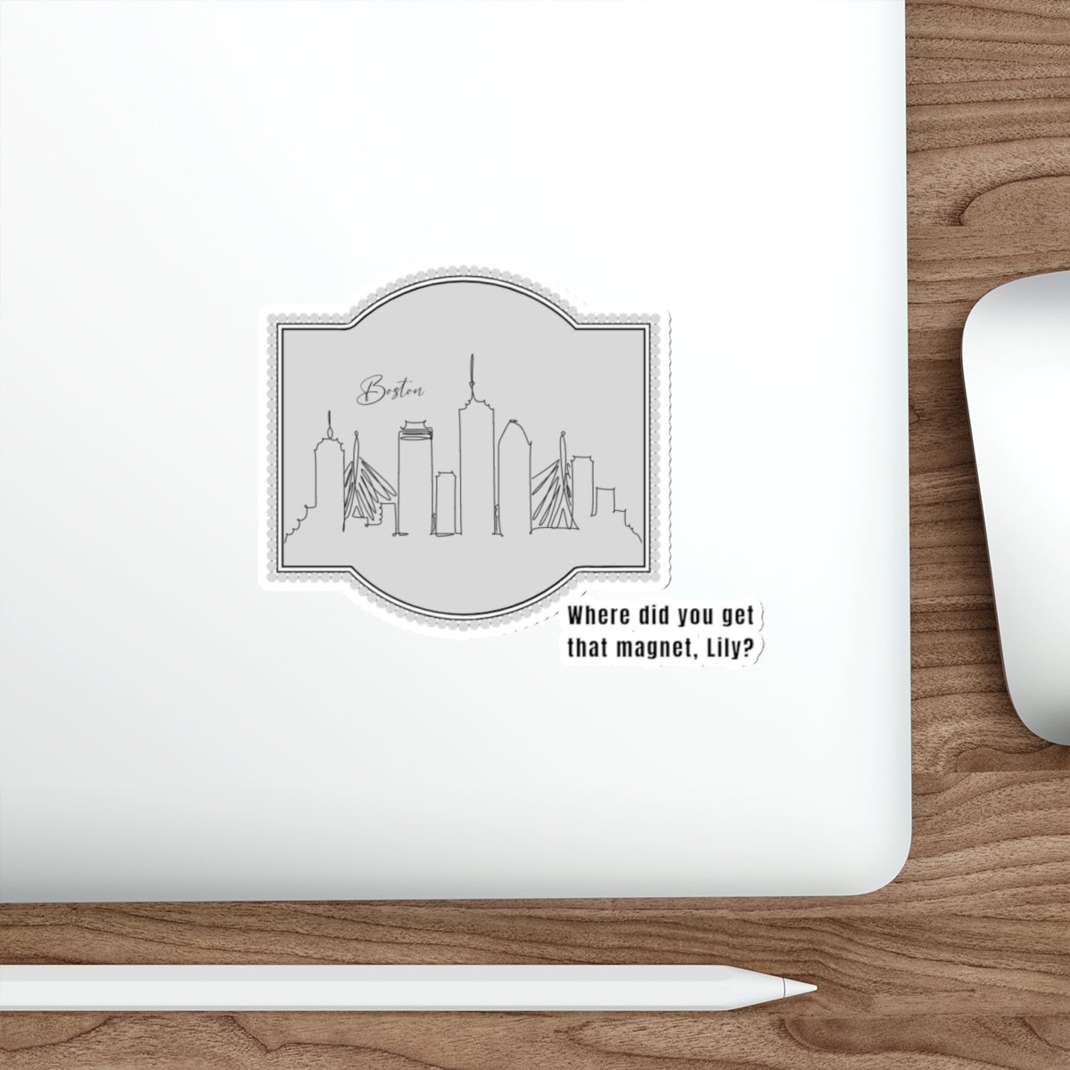 Boston Skyline Die-Cut Sticker — "Where did you get that magnet, Lily?"