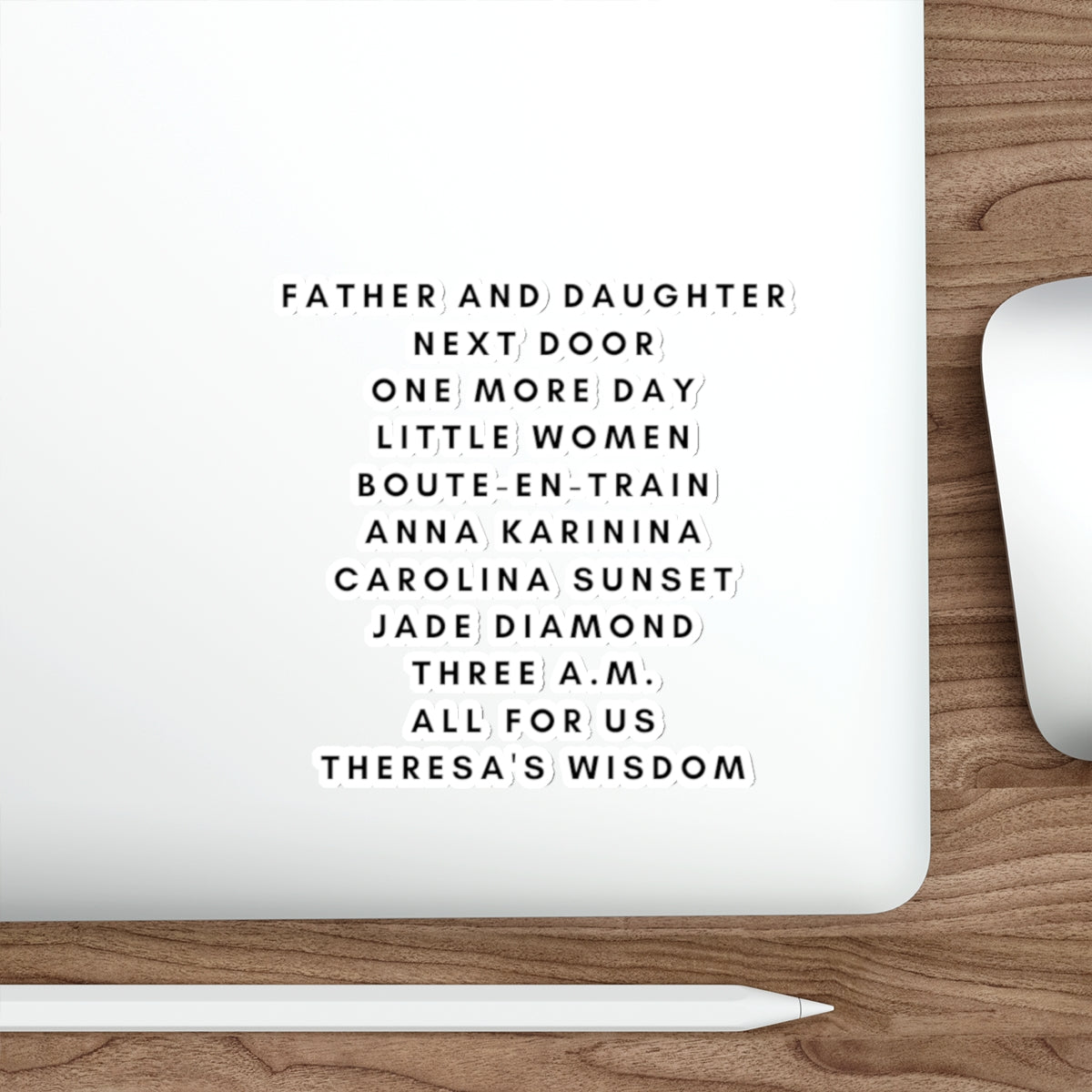 Literary Titles Die-Cut Sticker — Minimal Book List Sticker (Father and Daughter, Little Women, Anna Karenina)