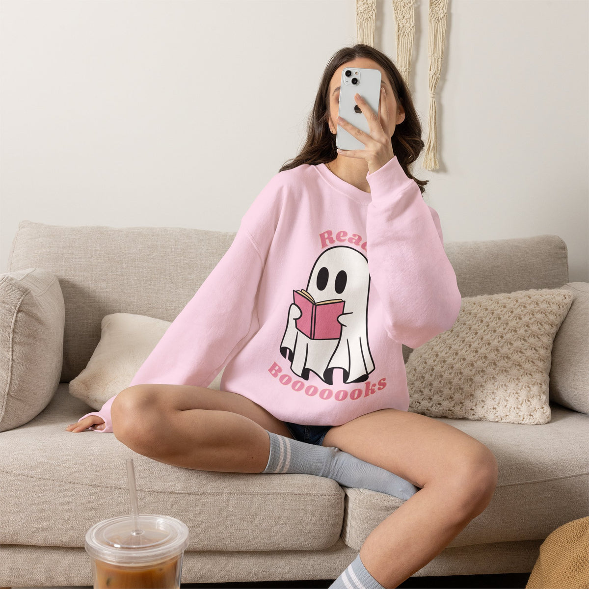 Read Booooks ghost reading sweatshirt | Halloween book lover top