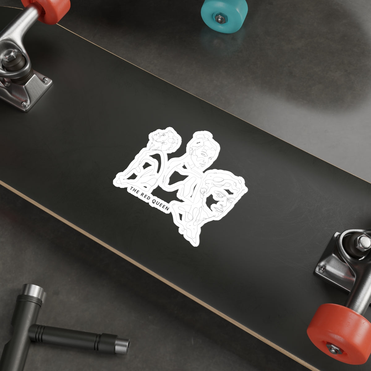Die-Cut Sticker — Minimal Line Portraits "The Red Queen" (3 Faces)