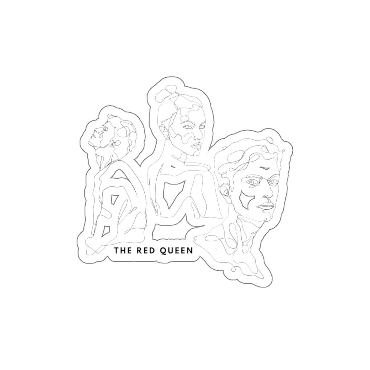 Die-Cut Sticker — Minimal Line Portraits "The Red Queen" (3 Faces)