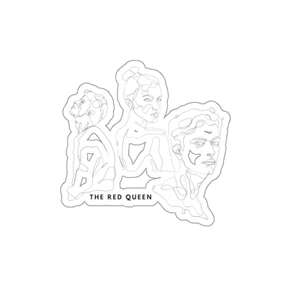 Die-Cut Sticker — Minimal Line Portraits "The Red Queen" (3 Faces)