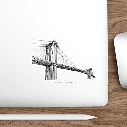 Bridge Sketch Die-Cut Sticker — 'In Five Years' Minimalist Architectural Decal
