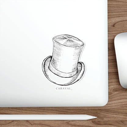 Vintage Top Hat Die-Cut Sticker — 'Caraval' Sketch Decal for Laptops & Journals
