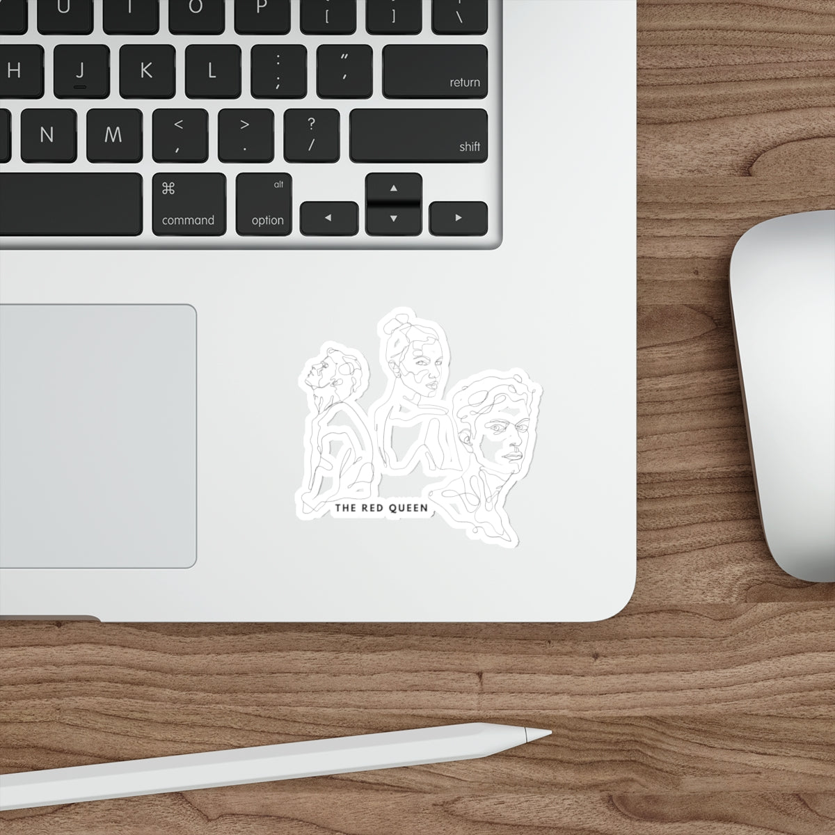 Die-Cut Sticker — Minimal Line Portraits "The Red Queen" (3 Faces)