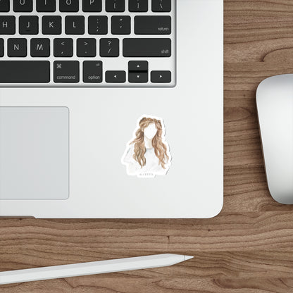 Boho Watercolor Hair Sticker — Die-Cut Feminine Portrait Decal