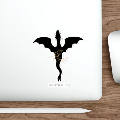 Fourth Wing Dragon Die-Cut Sticker — Black Silhouette Fantasy Vinyl Decal