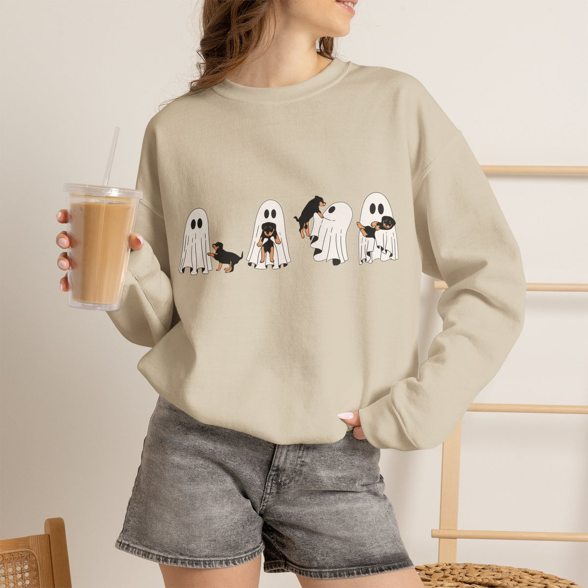Ghost Kids Illustration Sweatshirt | Halloween Ghost Costume Puppies