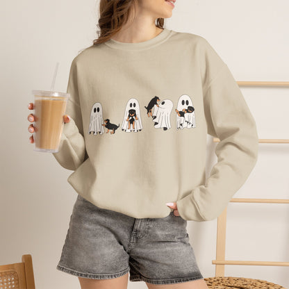Ghost Kids Illustration Sweatshirt | Halloween Ghost Costume Puppies