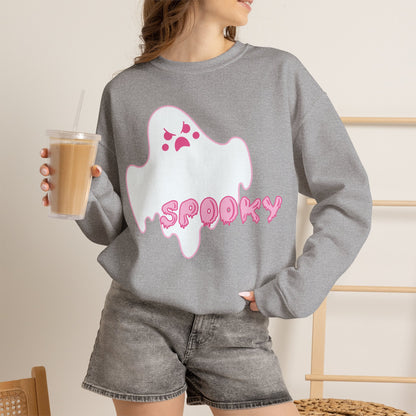 Pink Kawaii Ghost spooky Sweatshirt | Halloween Cute Ghost Crewneck