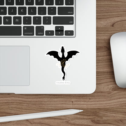 Fourth Wing Dragon Die-Cut Sticker — Black Silhouette Fantasy Vinyl Decal