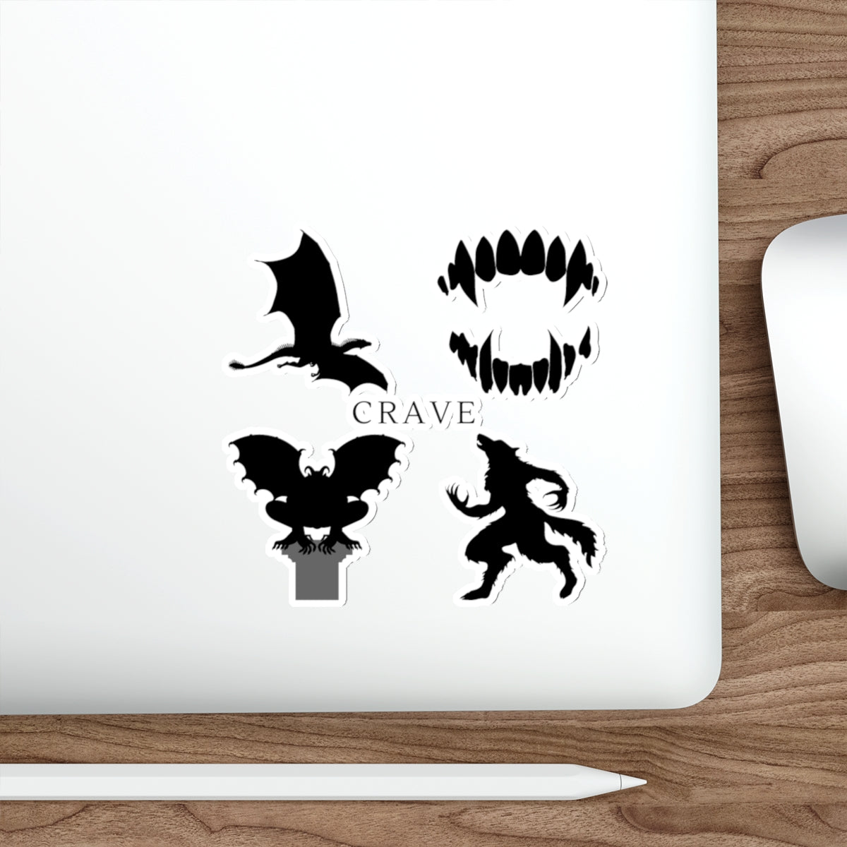 Crave Gothic Monster Die-Cut Sticker Pack — Vampire, Bat, Fanged Mouth & Werewolf Decals