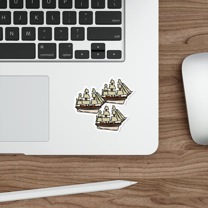 Vintage Sailing Ship Die-Cut Sticker — Nautical Boat Sticker Pack