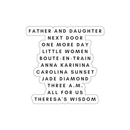 Literary Titles Die-Cut Sticker — Minimal Book List Sticker (Father and Daughter, Little Women, Anna Karenina)