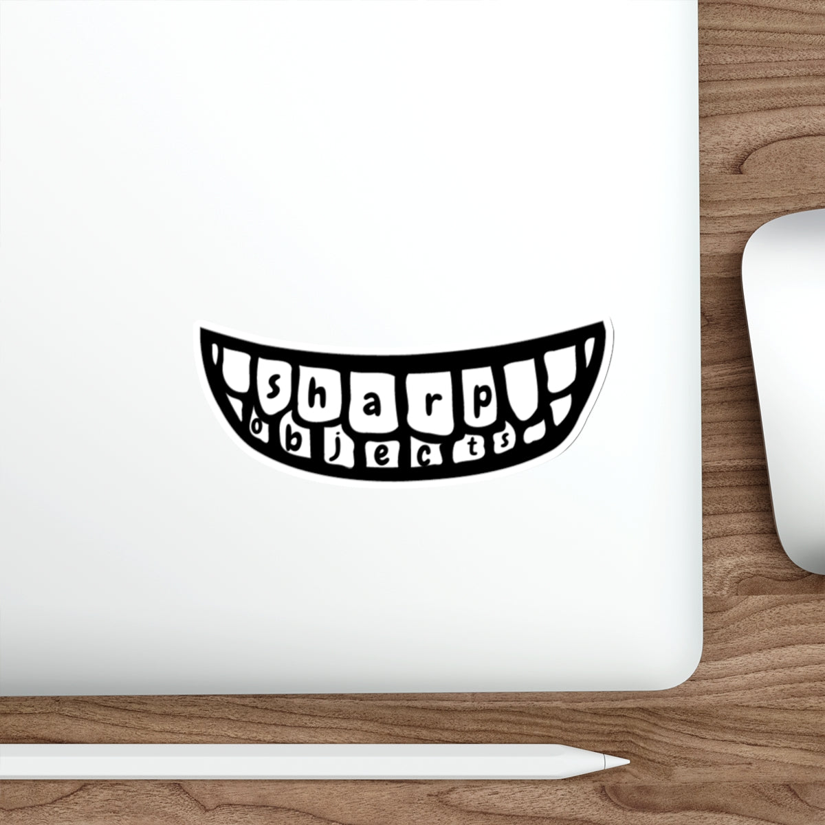 Smile Teeth Die-Cut Sticker — 'Sharp Objects' Lettered Grin Sticker