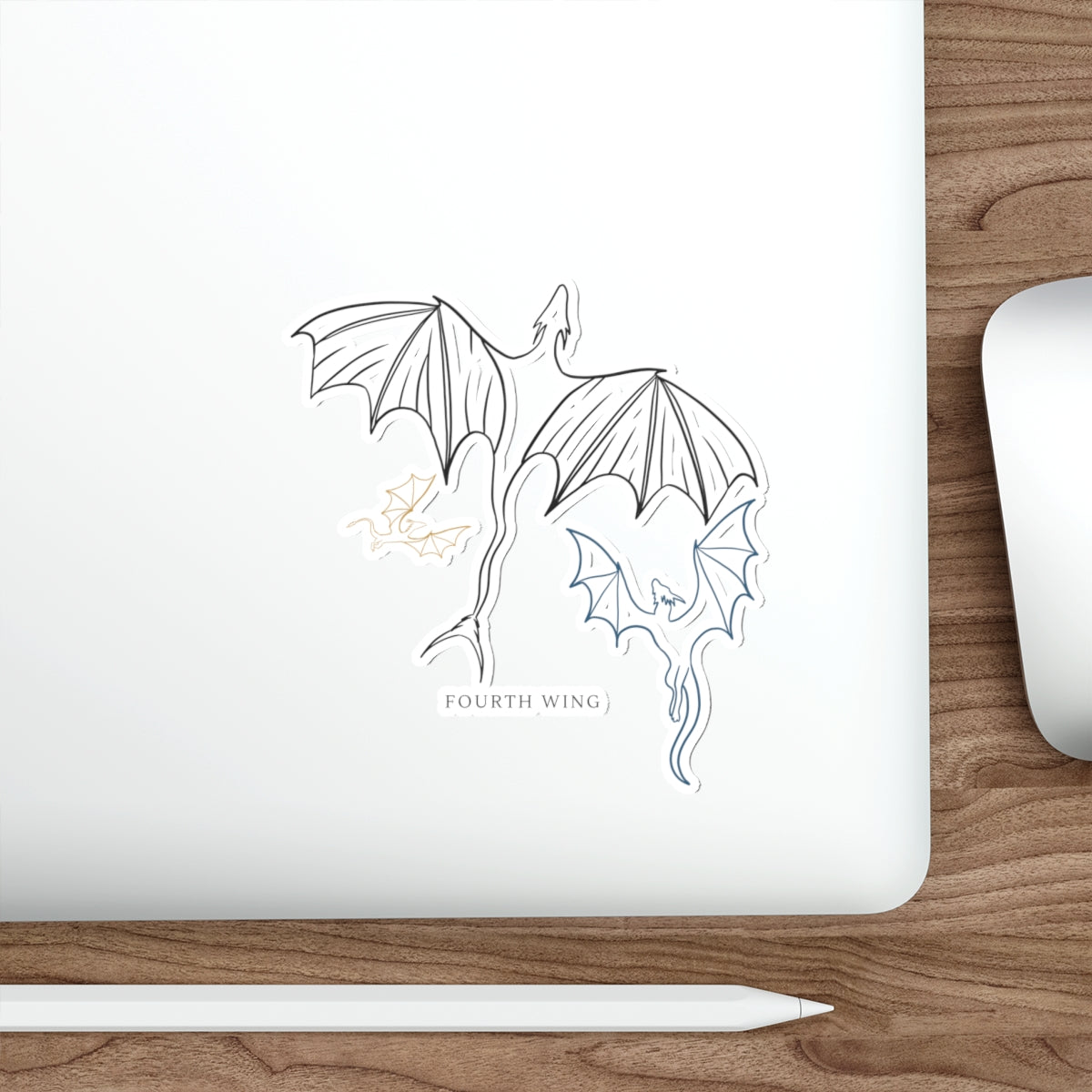 Dragon Wings Die-Cut Sticker — Fourth Wing Minimal Line Art Sticker