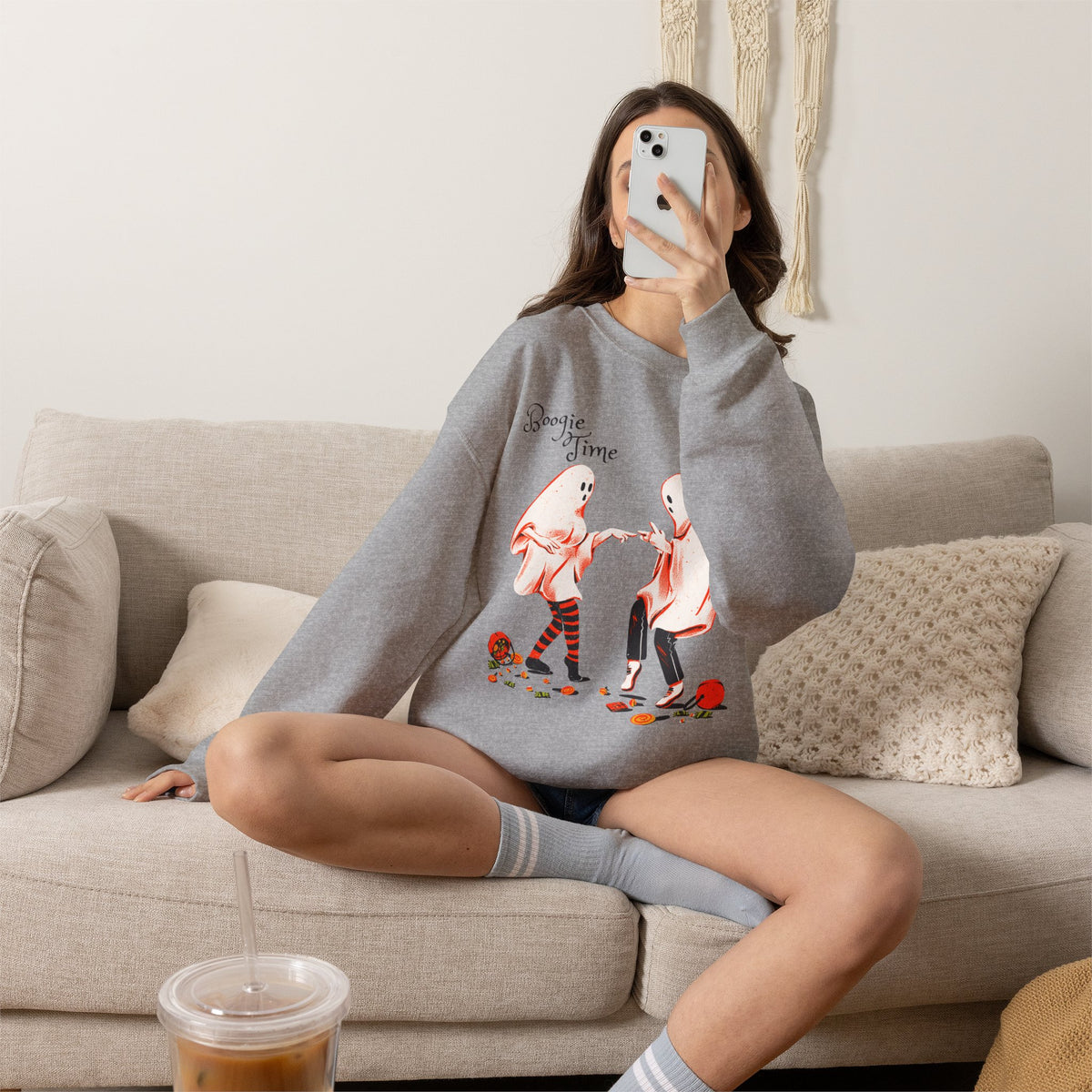 Boogie Time ghost dancers Sweatshirt | Halloween spooky illustration