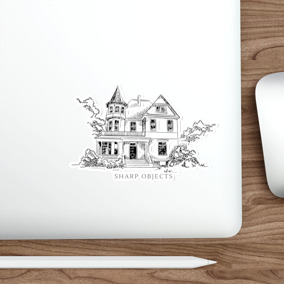 Victorian House Die-Cut Sticker — Detailed Architectural Sketch Sticker ("Sharp Objects")