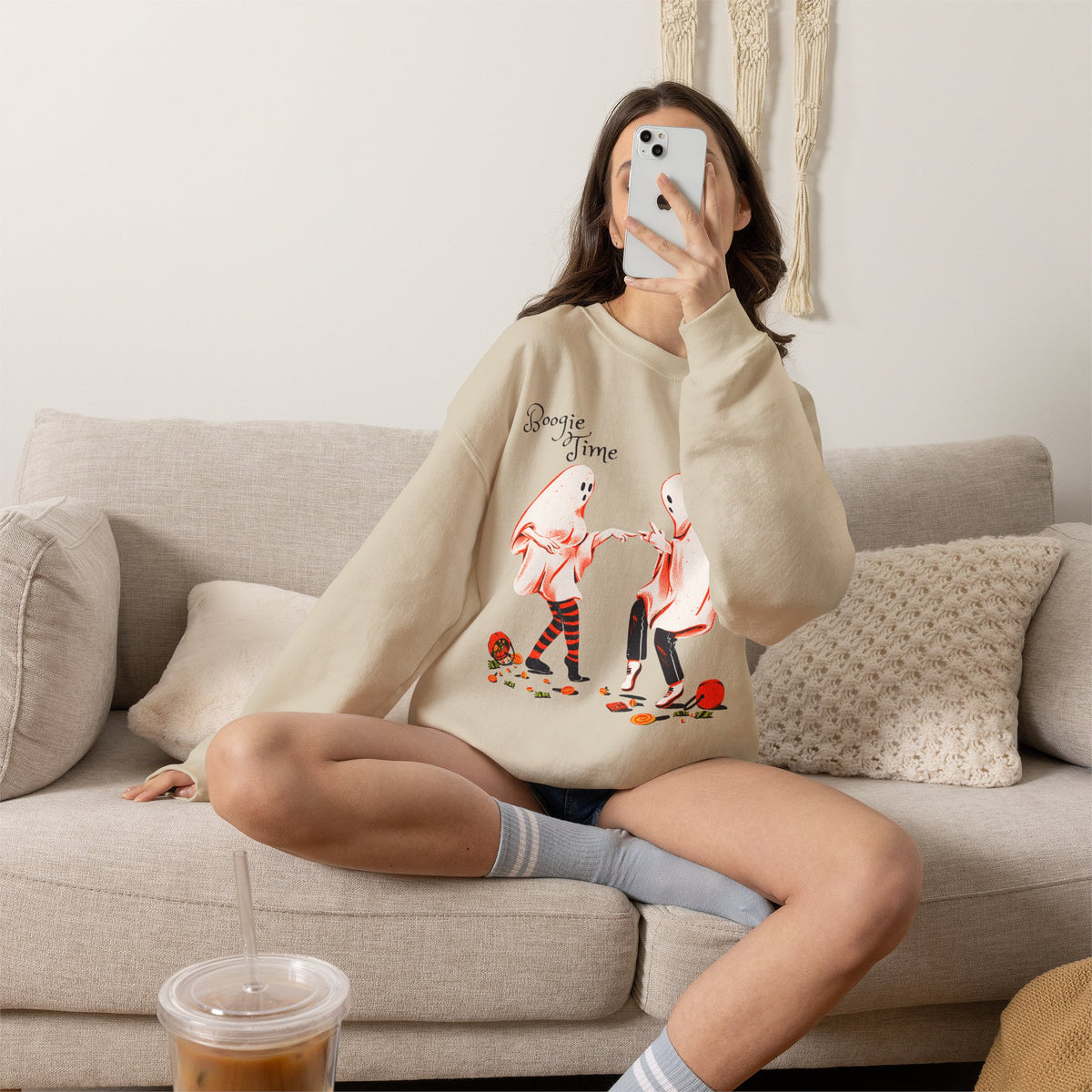 Boogie Time ghost dancers Sweatshirt | Halloween spooky illustration