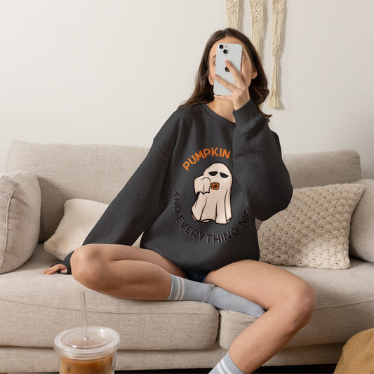 Pumpkin Spice Ghost Crewneck Sweatshirt | Fall Coffee Halloween