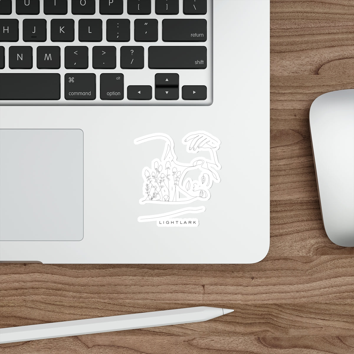 Minimal Floral Line Art Sticker — 'LIGHTLARK' Die-Cut Vinyl Sticker