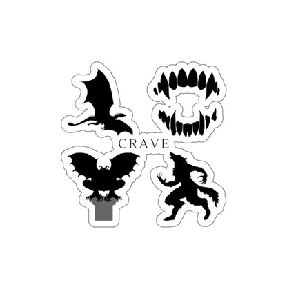 Crave Gothic Monster Die-Cut Sticker Pack — Vampire, Bat, Fanged Mouth & Werewolf Decals