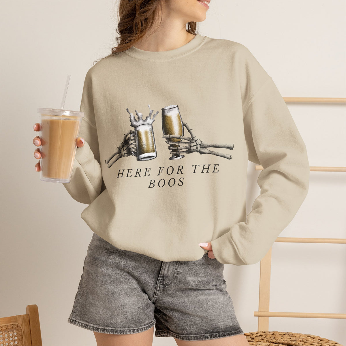 Here For The Boos sweatshirt | Halloween beer ghost design