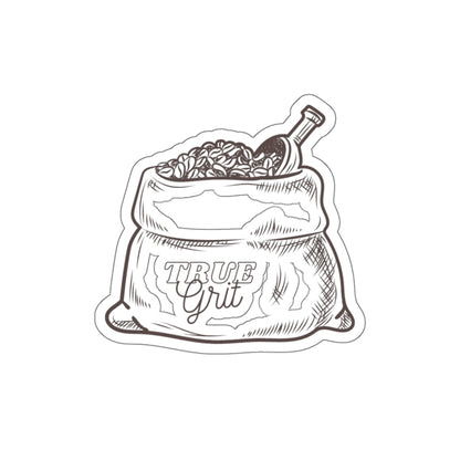 Sticker — Vintage Coffee Sack Die-Cut Sticker with “True Grit” Script