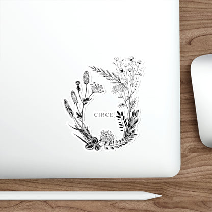 Die-Cut Sticker — Botanical Wreath 'CIRCE' Floral Vinyl Decal | Feminine Nature Laptop Sticker, Journal & Gift Accent