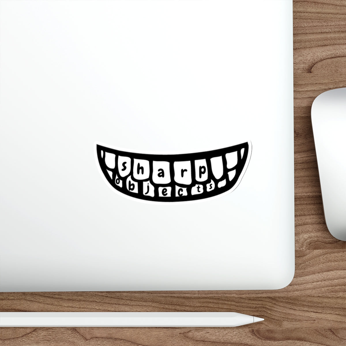 Smile Teeth Die-Cut Sticker — 'Sharp Objects' Lettered Grin Sticker