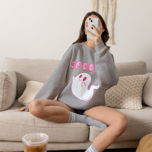 Pink Cute Ghost Spooky sweatshirt | Halloween ghost crewneck