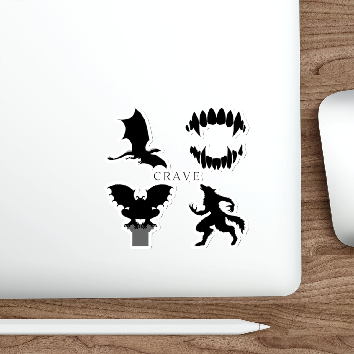 Crave Gothic Monster Die-Cut Sticker Pack — Vampire, Bat, Fanged Mouth & Werewolf Decals