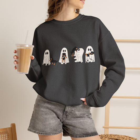 Ghost Kids Illustration Sweatshirt | Halloween Ghost Costume Puppies
