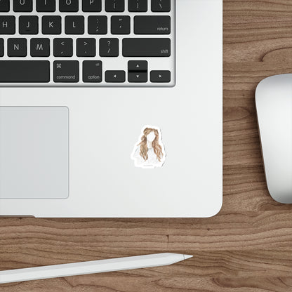 Boho Watercolor Hair Sticker — Die-Cut Feminine Portrait Decal