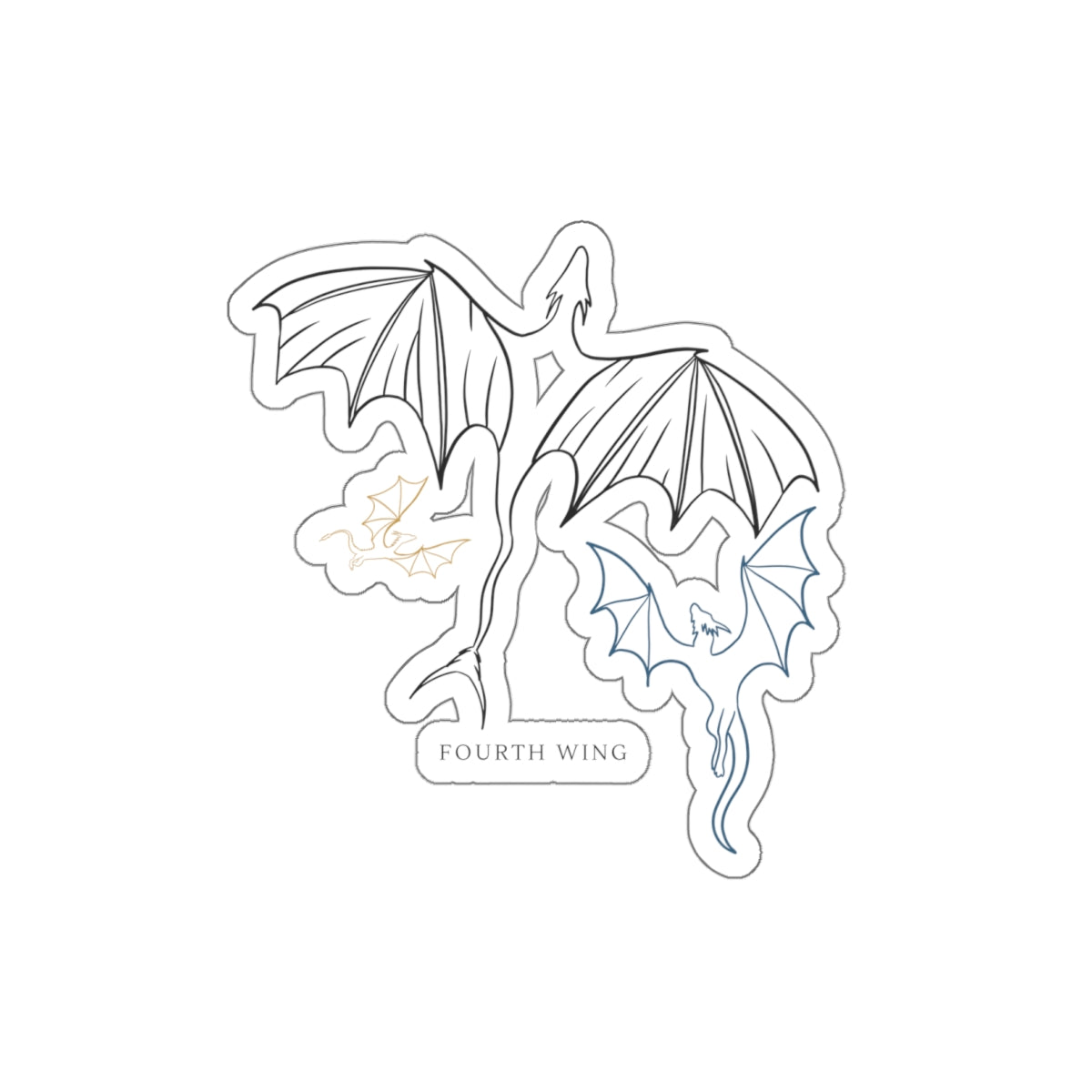 Dragon Wings Die-Cut Sticker — Fourth Wing Minimal Line Art Sticker