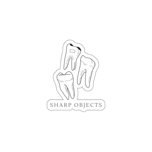 Die-Cut Sticker — 'Sharp Objects' Tooth Trio Sticker (Creepy Dental Gothic Decal)