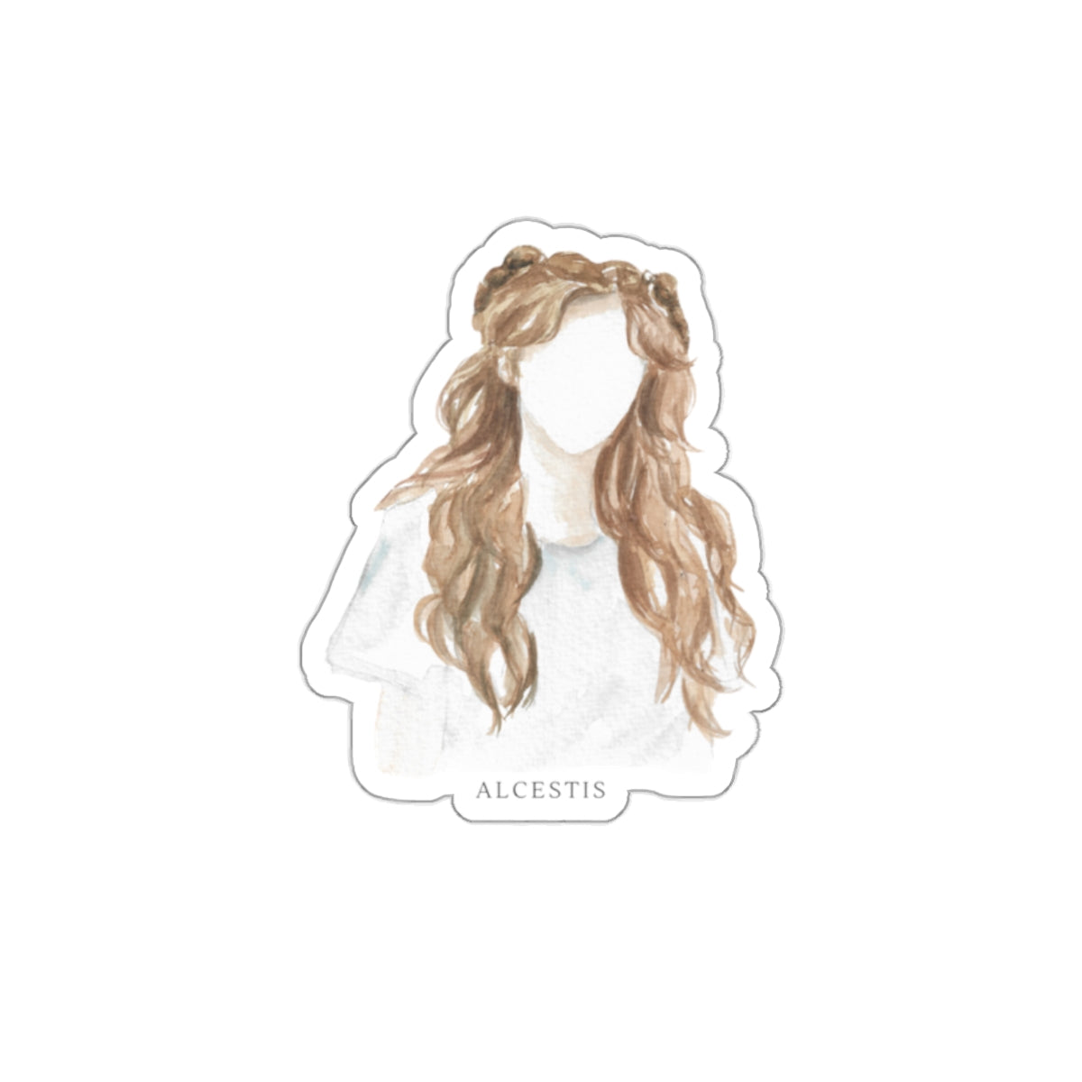 Boho Watercolor Hair Sticker — Die-Cut Feminine Portrait Decal
