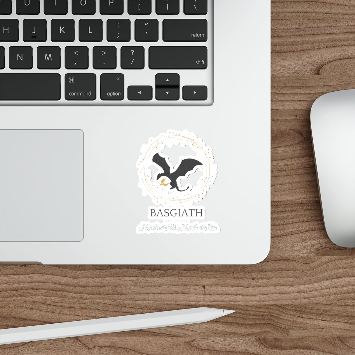 Basgiath Dragon Die-Cut Sticker — Black Dragon Emblem Sticker for Laptops & Notebooks