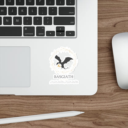 Basgiath Dragon Die-Cut Sticker — Black Dragon Emblem Sticker for Laptops & Notebooks