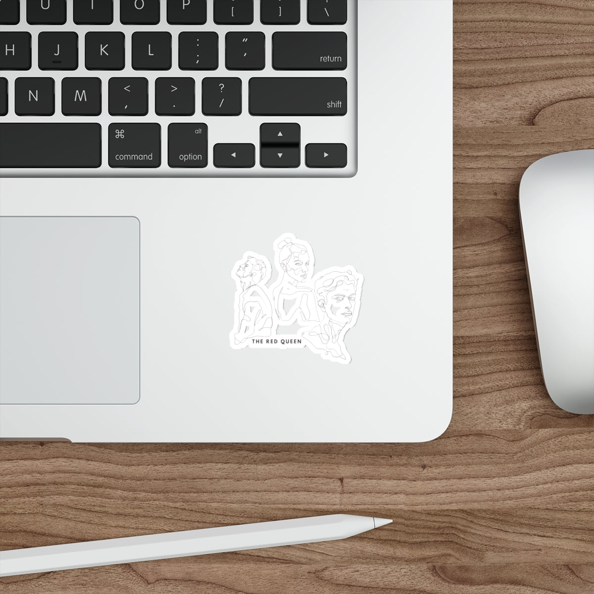 Die-Cut Sticker — Minimal Line Portraits "The Red Queen" (3 Faces)