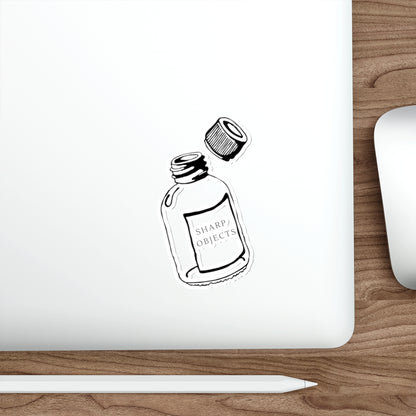 Sharp Objects Vial Die-Cut Sticker — Aesthetic Medical Bottle Sticker