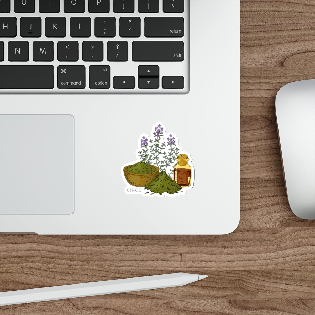 Herbal Apothecary Die-Cut Sticker — Lavender, Matcha & Tonic Bottle Illustration