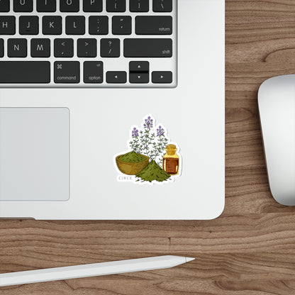 Herbal Apothecary Die-Cut Sticker — Lavender, Matcha & Tonic Bottle Illustration
