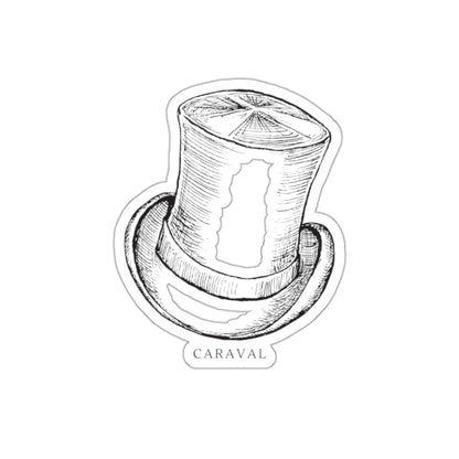 Vintage Top Hat Die-Cut Sticker — 'Caraval' Sketch Decal for Laptops & Journals