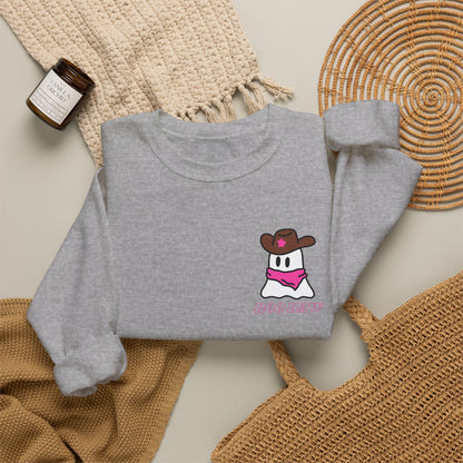 Boo Haw cowboy ghost Sweatshirt | Western ghost design, pink bandana