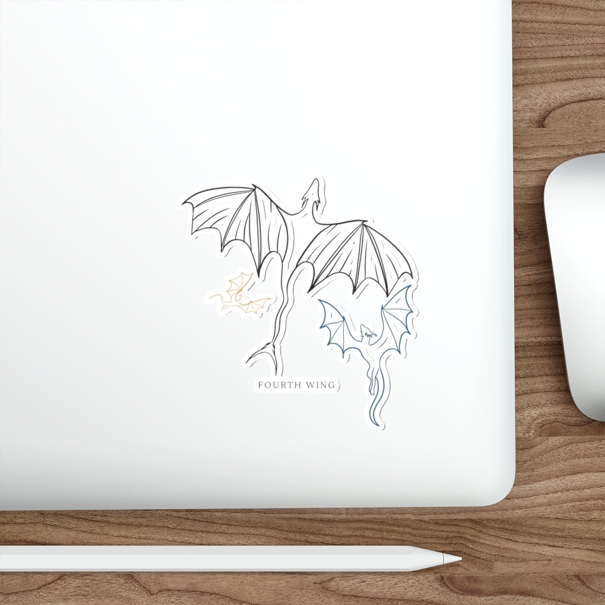 Dragon Wings Die-Cut Sticker — Fourth Wing Minimal Line Art Sticker