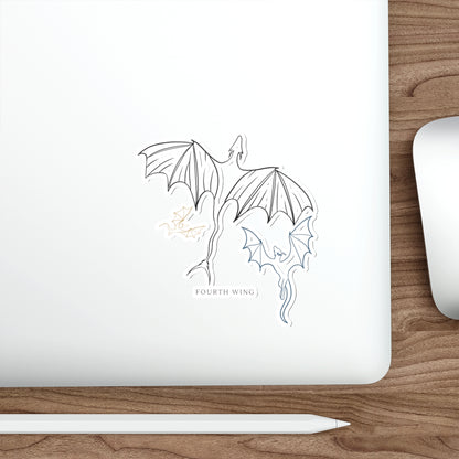 Dragon Wings Die-Cut Sticker — Fourth Wing Minimal Line Art Sticker