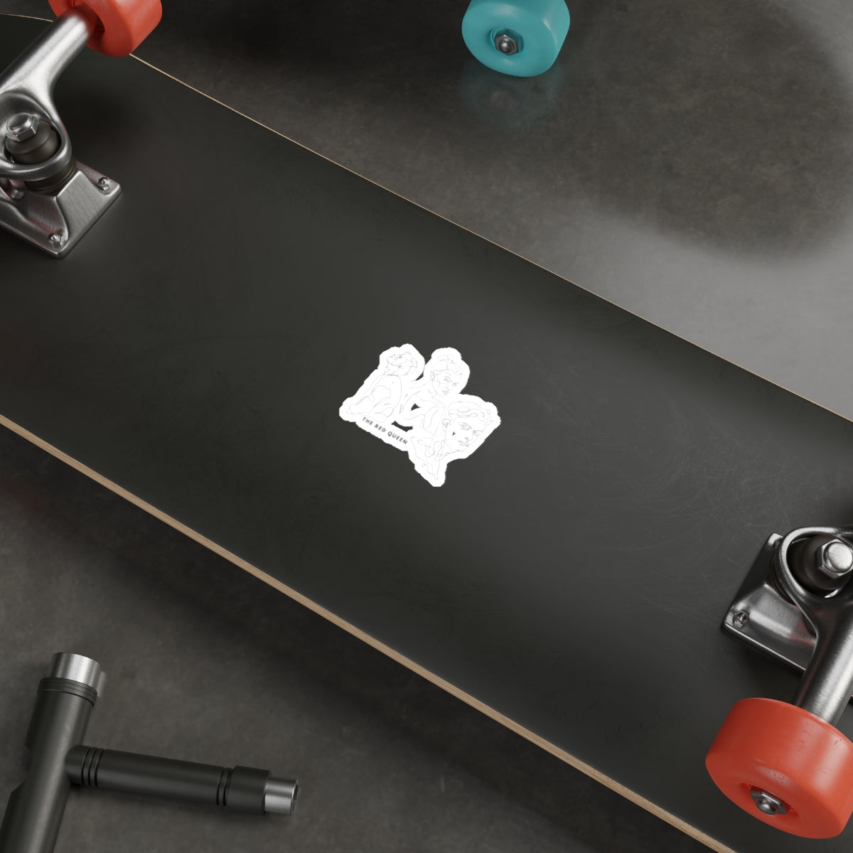 Die-Cut Sticker — Minimal Line Portraits "The Red Queen" (3 Faces)