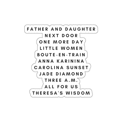 Literary Titles Die-Cut Sticker — Minimal Book List Sticker (Father and Daughter, Little Women, Anna Karenina)