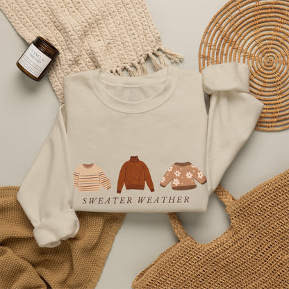 Sweater Weather illustration Sweatshirt | cozy knit sweaters graphic